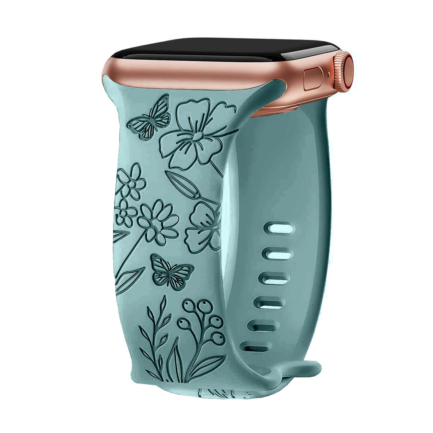 Floral Engraved Band For Apple Watch 40mm 44mm