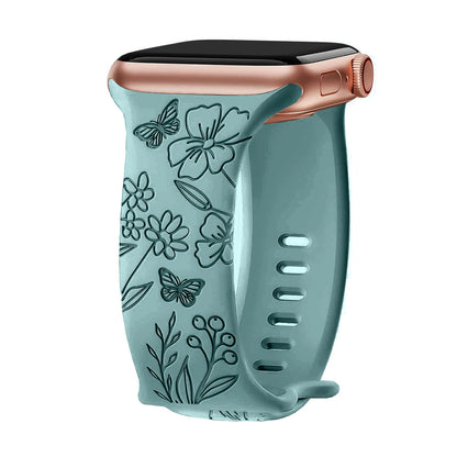 Floral Engraved Band For Apple Watch 40mm 44mm