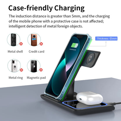 3 in 1 Foldable Charging Station For iPhone, Smartwatch And Airpods
