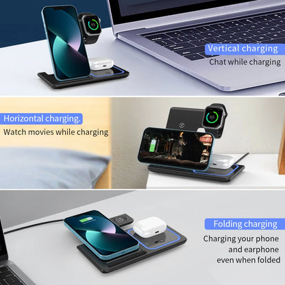 3 in 1 Foldable Charging Station For iPhone, Smartwatch And Airpods