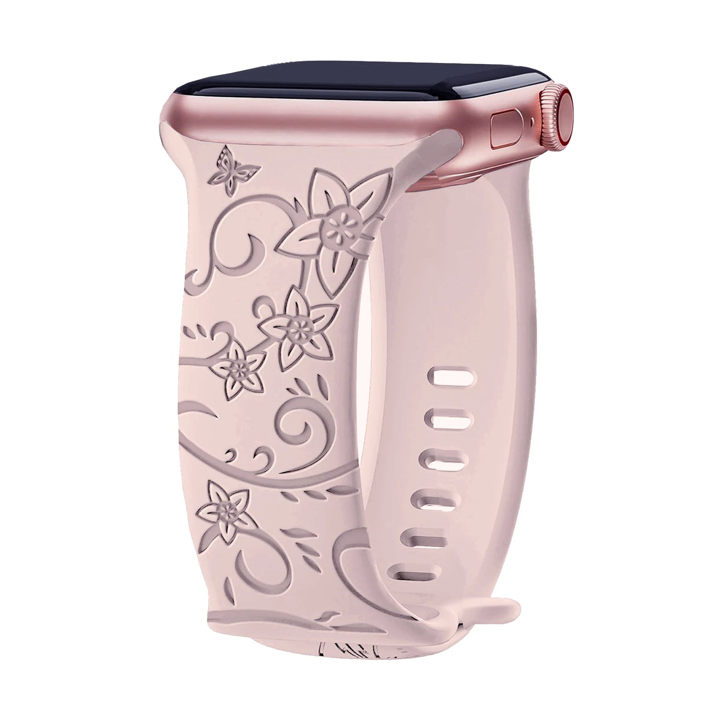 Floral Engraved Band For Apple Watch 40mm 44mm