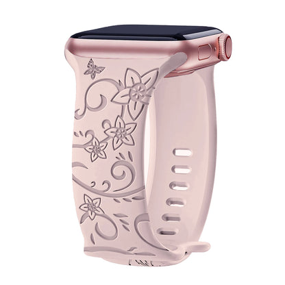Floral Engraved Band For Apple Watch 40mm 44mm