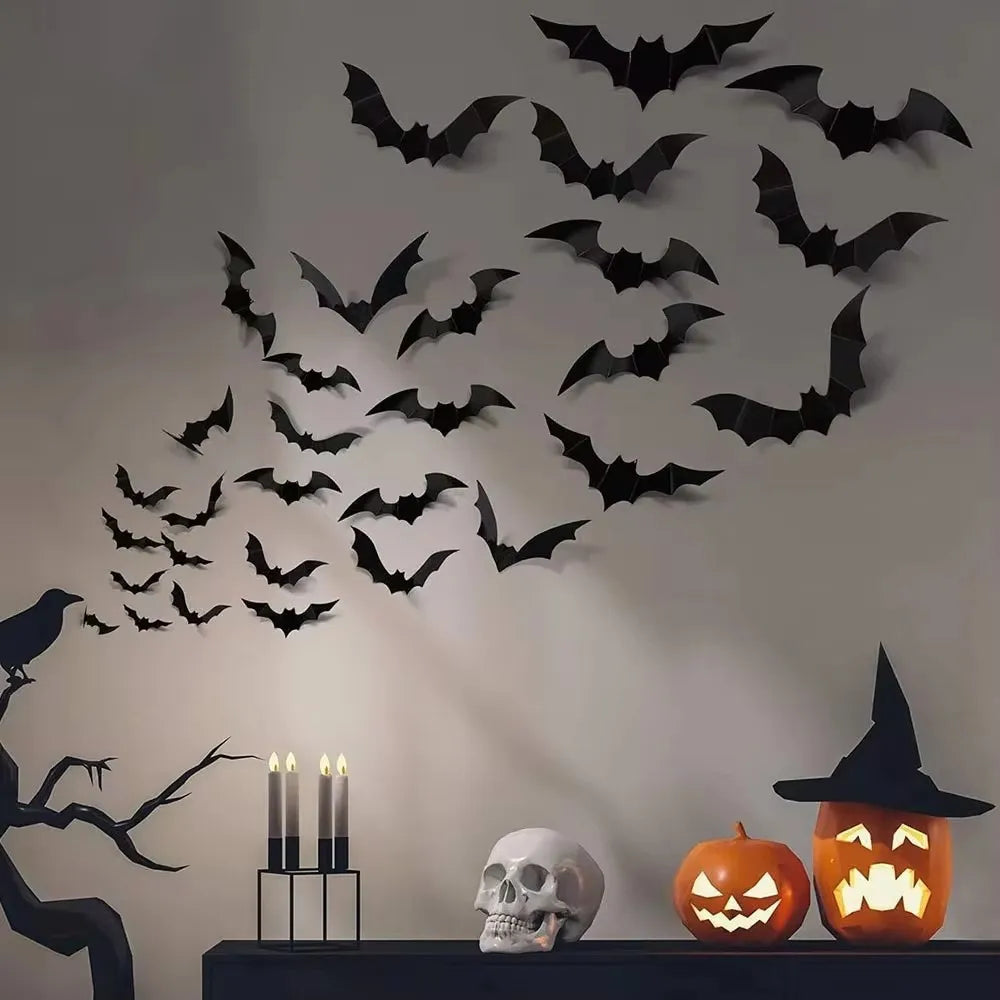 3D Black Bat Wall Stickers For Halloween Decoration - A Trust Market