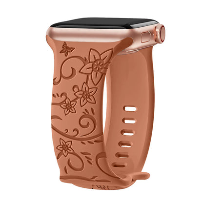 Floral Engraved Band For Apple Watch 40mm 44mm