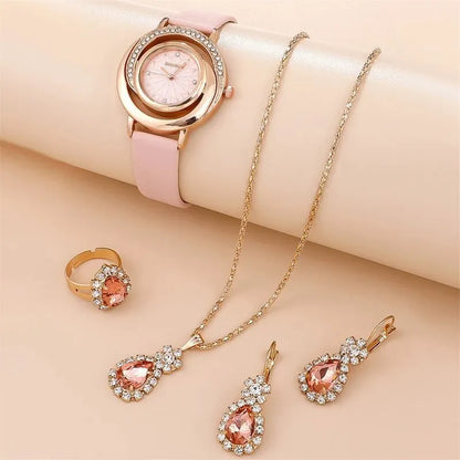 Wonderful Luxury Watch, Ring, Necklace And Earring Rhinestone Set For Wonderful Women (Salve 🚨)