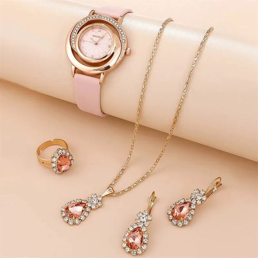 Wonderful Luxury Watch, Ring, Necklace And Earring Rhinestone Set For Wonderful Women (Salve 🚨)