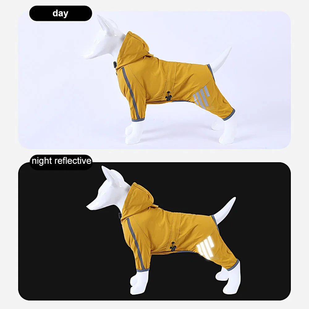 Dog Raincoat Waterproof Dog Rain Jacket with Hood Reflective Dog Rain Coat with Leash Hole Lightweight Waterproof Puppy Clothes - A Trust Market
