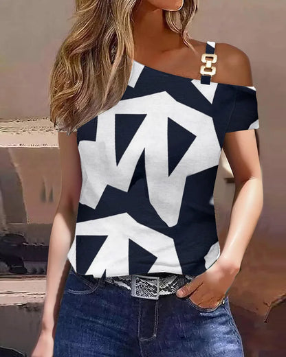 Beautiful Stripe One Shoulder Blouse For Elegant Young Ladies