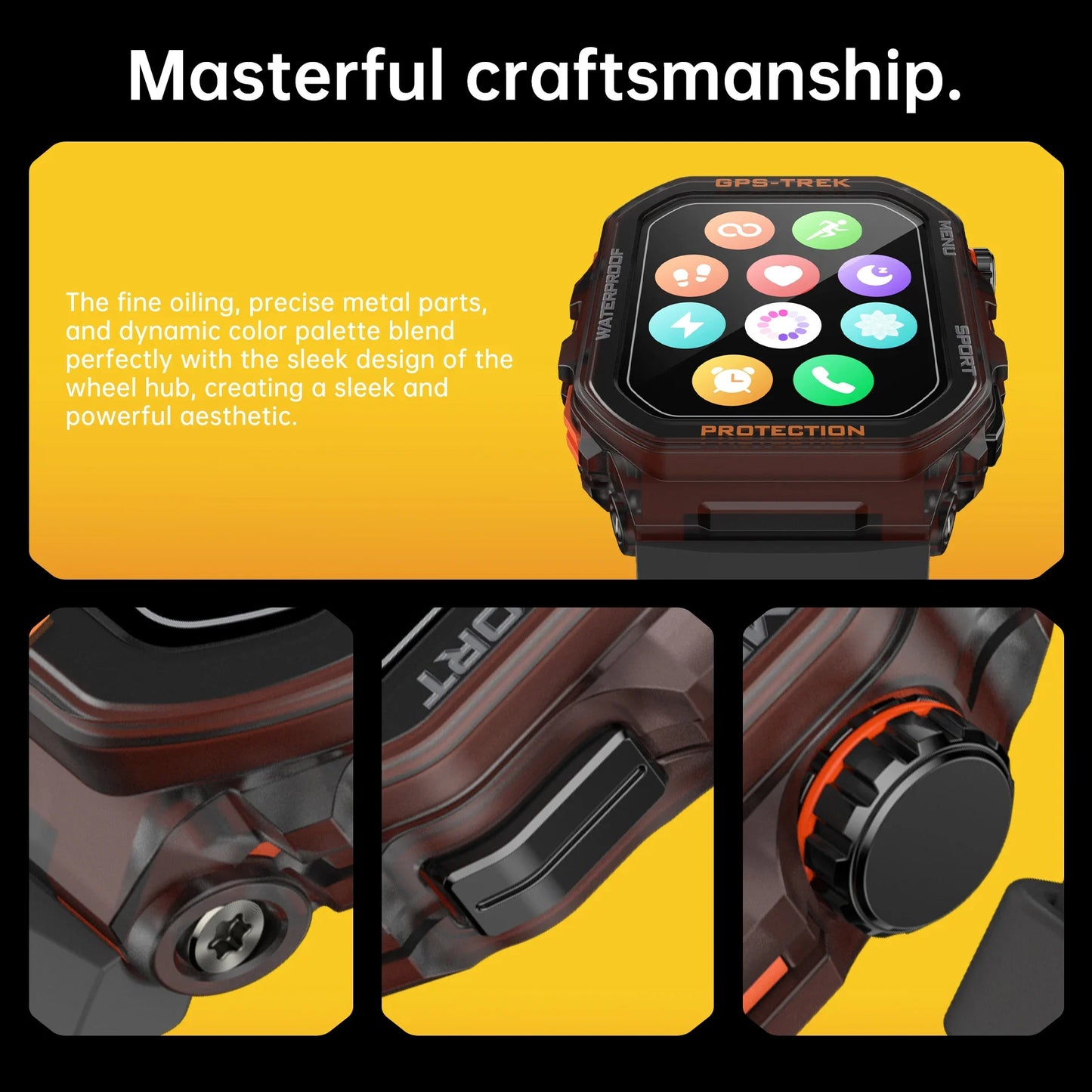 New Men's Rugged Military Smartwatch - Real GPS, Bluetooth And Call Health Monitoring