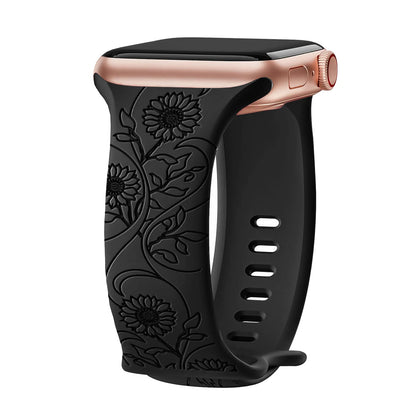 Floral Engraved Band For Apple Watch 40mm 44mm