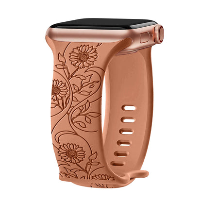 Floral Engraved Band For Apple Watch 40mm 44mm