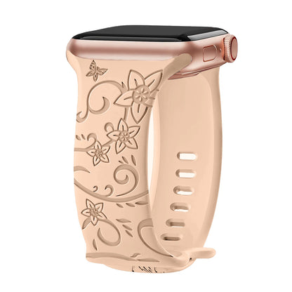 Floral Engraved Band For Apple Watch 40mm 44mm