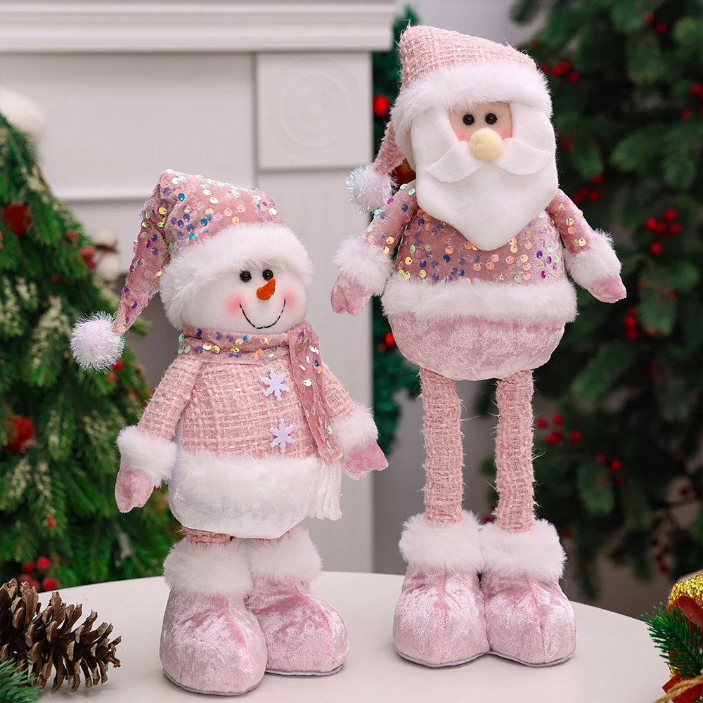 Santa Claus, Snowman And Moose Dolls For Christmas Decoration
