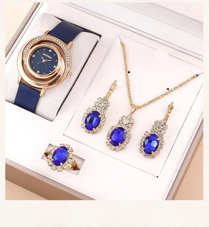 Wonderful Luxury Watch, Ring, Necklace And Earring Rhinestone Set For Wonderful Women (Salve 🚨)
