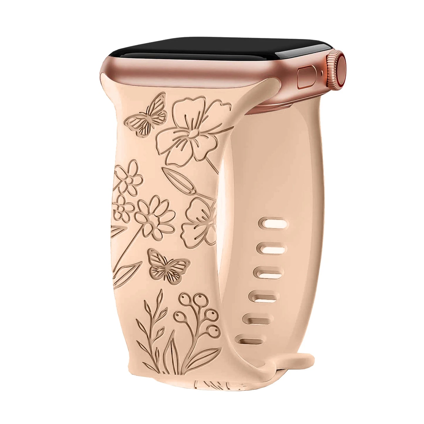 Floral Engraved Band For Apple Watch 40mm 44mm