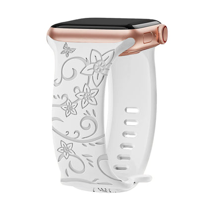 Floral Engraved Band For Apple Watch 40mm 44mm