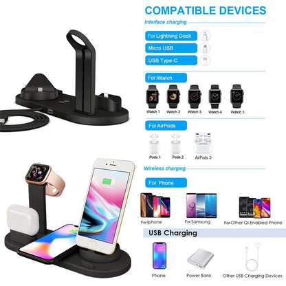 7 in 1 Wireless Charger Stand For iPhone, Smartwatch And Airpods
