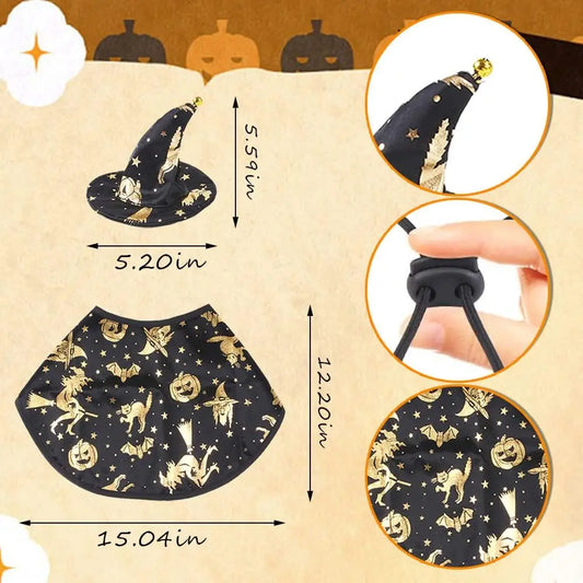 Dogs & Cats Cape and Hat Halloween Wizard Costume - A Trust Market