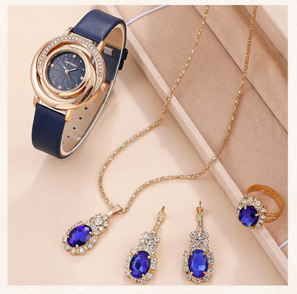 Wonderful Luxury Watch, Ring, Necklace And Earring Rhinestone Set For Wonderful Women (Salve 🚨)