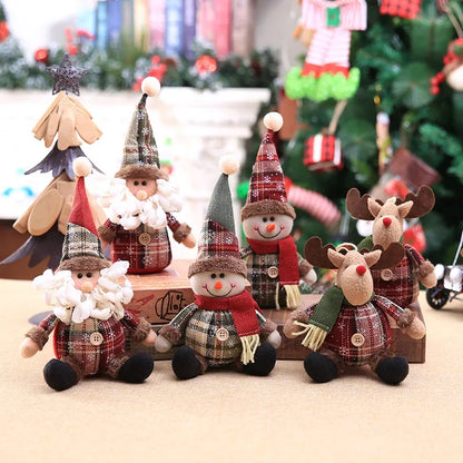 Santa, Snowman And Moose Dolls For Christmas Decoration