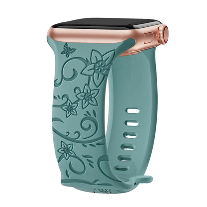 Floral Engraved Band For Apple Watch 40mm 44mm