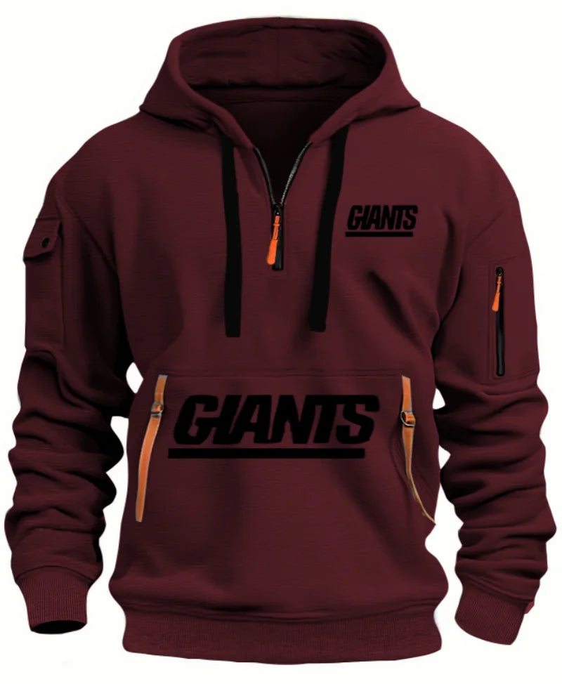 Giants Hoodie With Zipper And Multi-Pocket Pullover