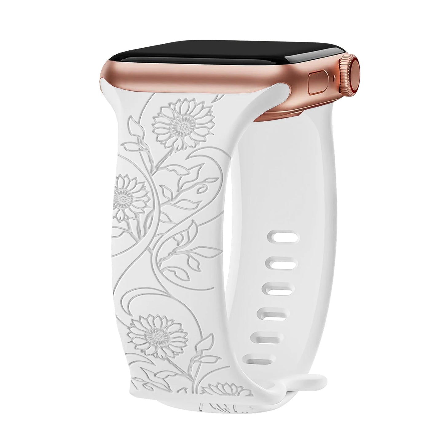 Floral Engraved Band For Apple Watch 40mm 44mm