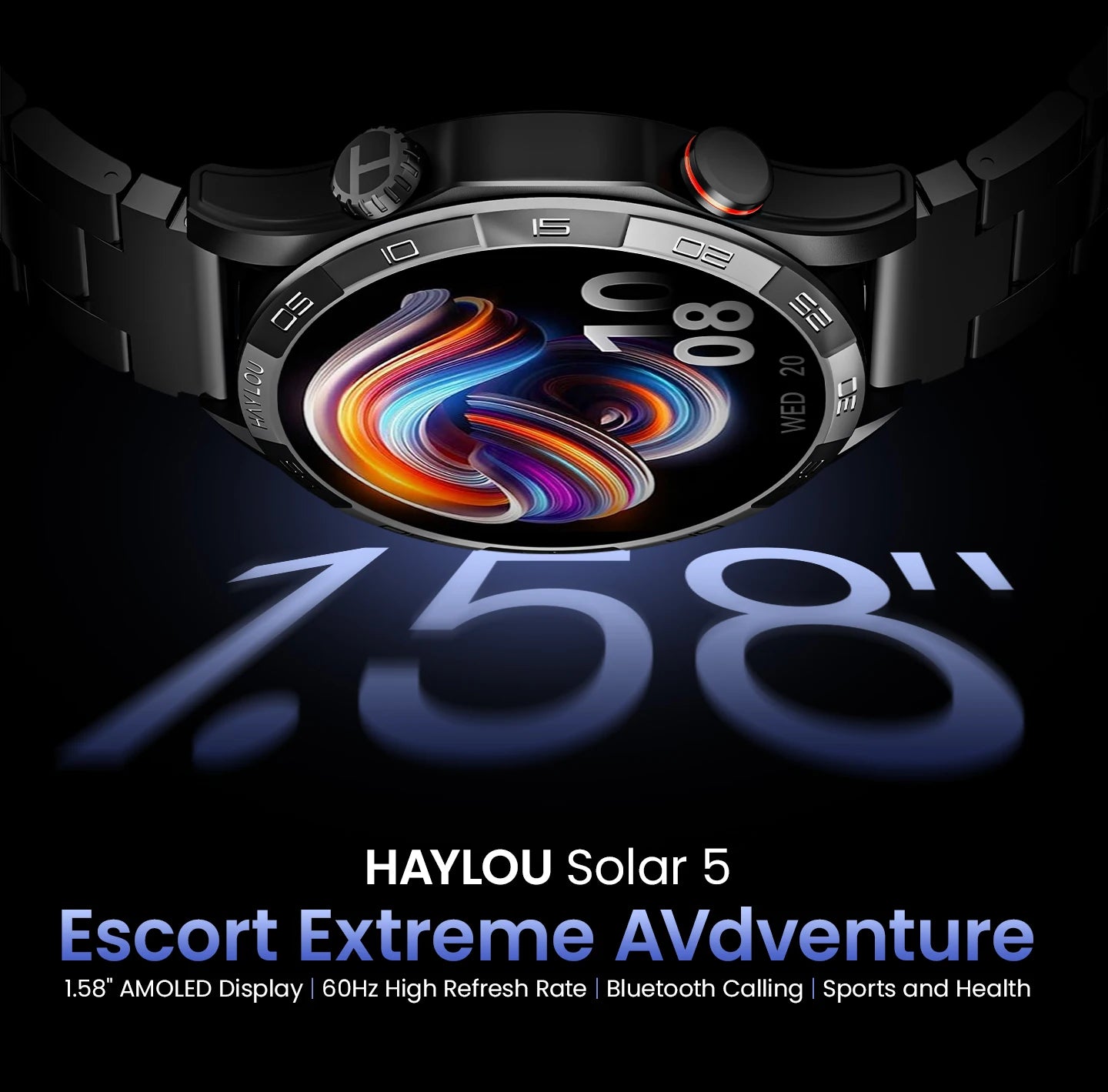 HAYLOU Solar 5 Voice Calling Smartwatch 1.58". AMOLED Display With 24h Health Monitoring ⌚