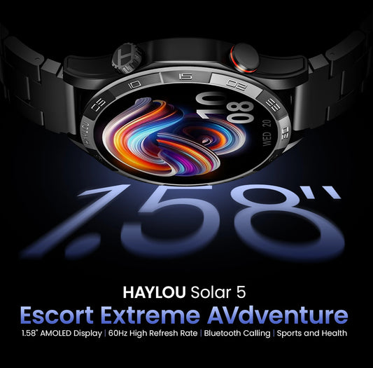 HAYLOU Solar 5 Voice Calling Smartwatch 1.58". AMOLED Display With 24h Health Monitoring ⌚