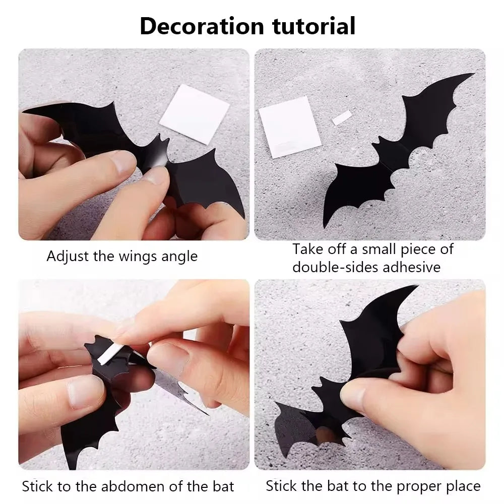 3D Black Bat Wall Stickers For Halloween Decoration - A Trust Market