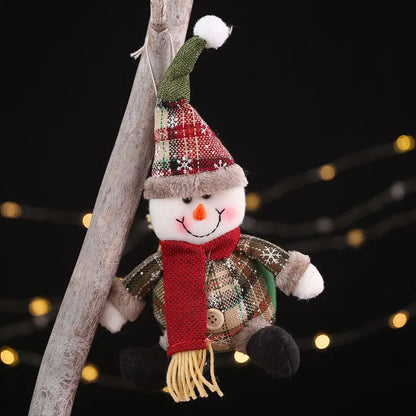 Santa, Snowman And Moose Dolls For Christmas Decoration