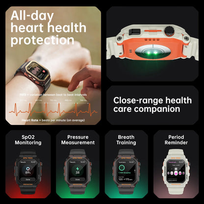 New Men's Rugged Military Smartwatch - Real GPS, Bluetooth And Call Health Monitoring