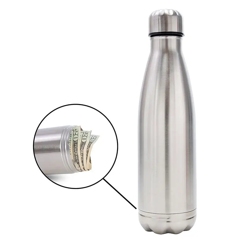 Great Portable Water Bottle With Safe Hiding Spot For Money And Keys