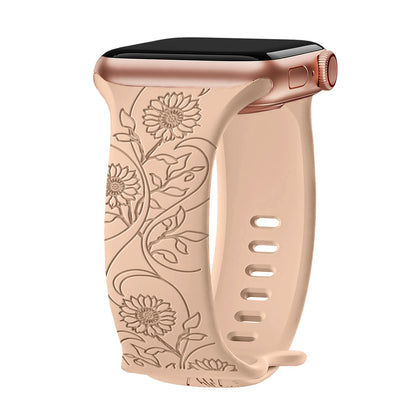 Floral Engraved Band For Apple Watch 40mm 44mm