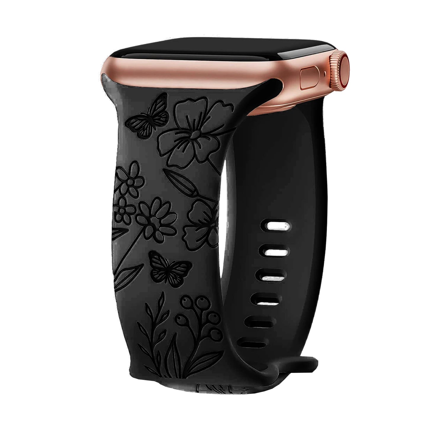 Floral Engraved Band For Apple Watch 40mm 44mm