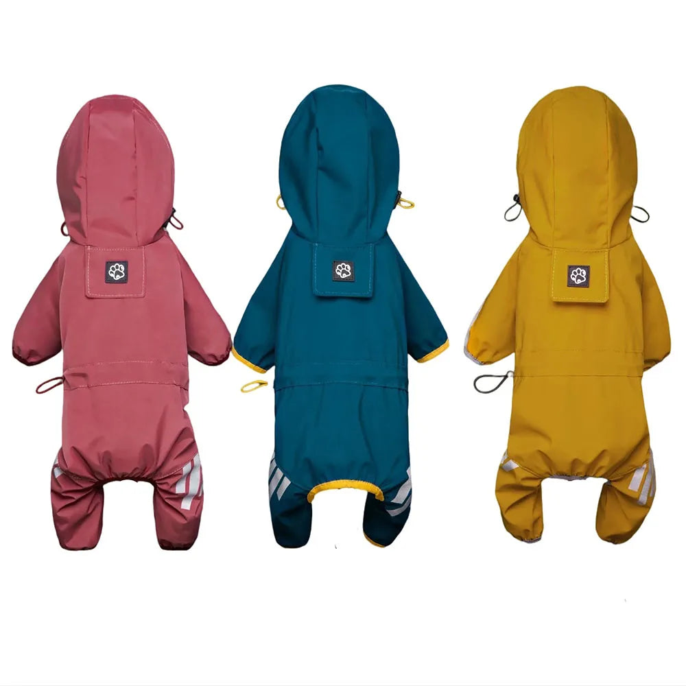 Dog Raincoat Waterproof Dog Rain Jacket with Hood Reflective Dog Rain Coat with Leash Hole Lightweight Waterproof Puppy Clothes - A Trust Market