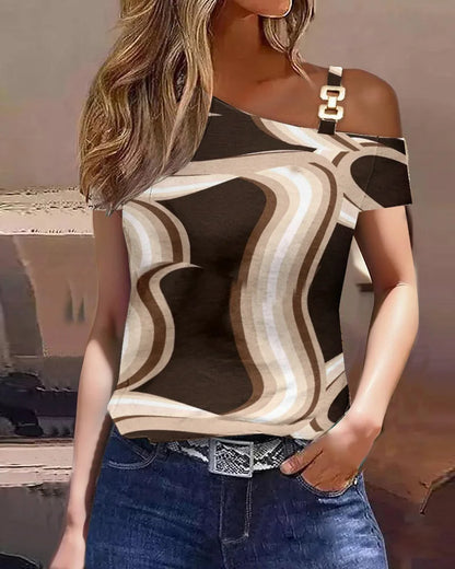 Beautiful Stripe One Shoulder Blouse For Elegant Young Ladies