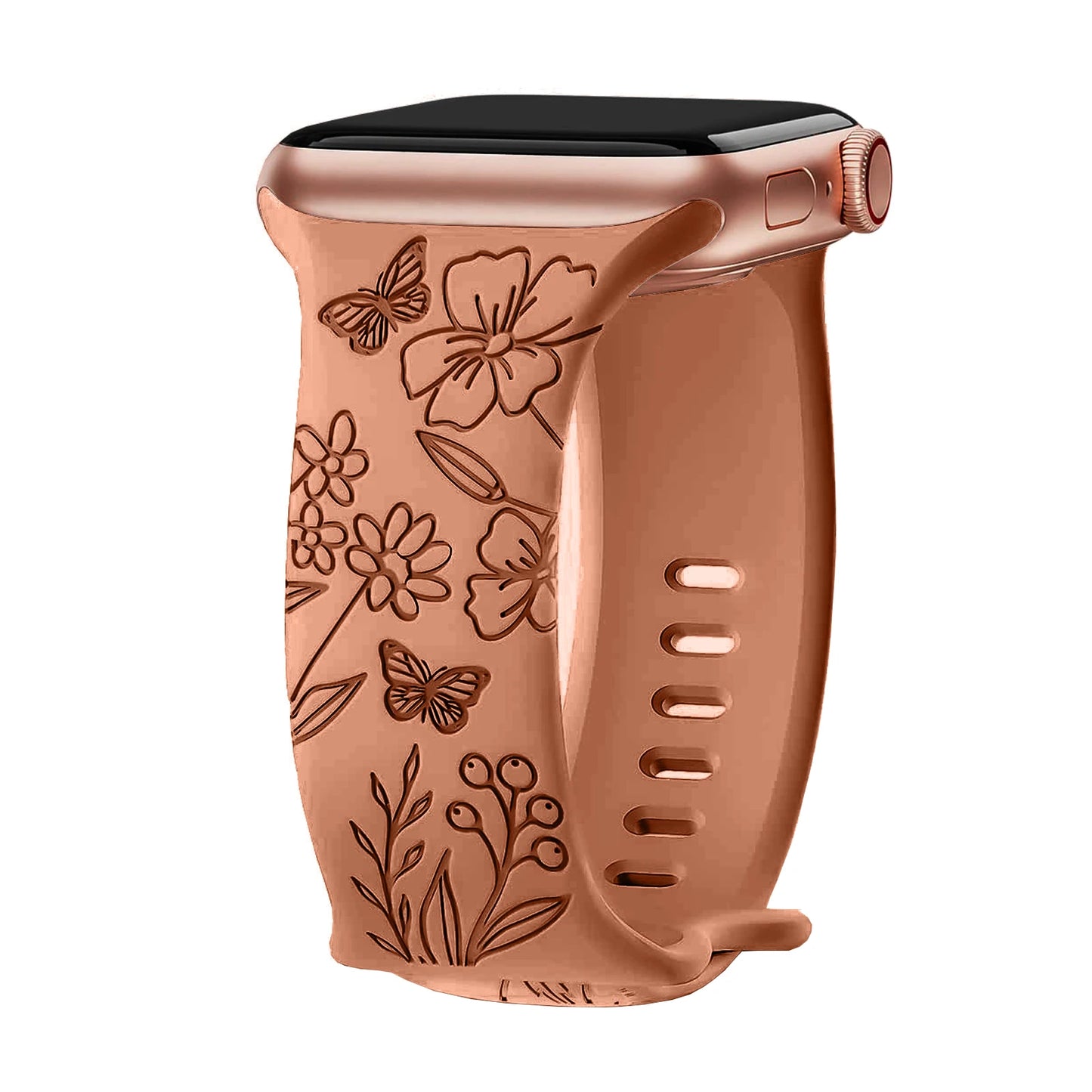 Floral Engraved Band For Apple Watch 40mm 44mm