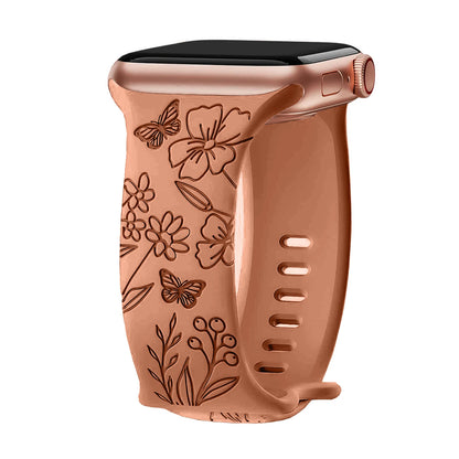 Floral Engraved Band For Apple Watch 40mm 44mm