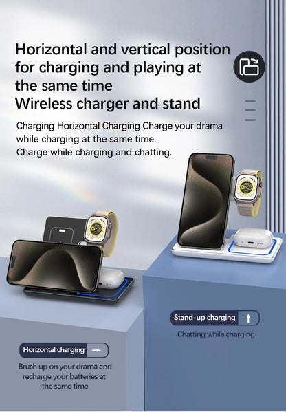 3 in 1 Foldable Charging Station For iPhone, Smartwatch And Airpods