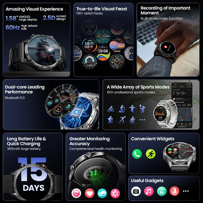 HAYLOU Solar 5 Voice Calling Smartwatch 1.58". AMOLED Display With 24h Health Monitoring ⌚