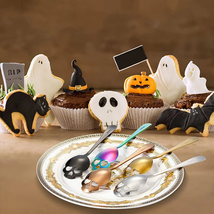Colheres de caveira de aço inoxidável para decoração de Halloween