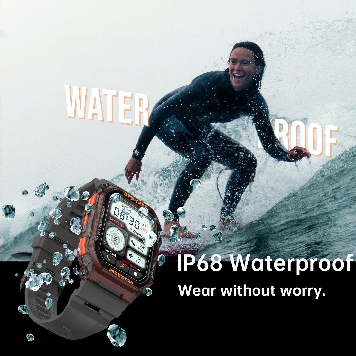 New Men's Rugged Military Smartwatch - Real GPS, Bluetooth And Call Health Monitoring