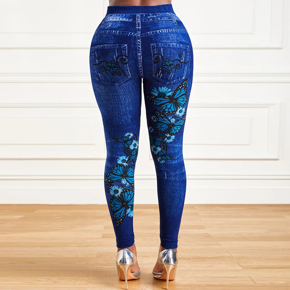 Fantastic High Waist Stretchy Legging. Denim Look