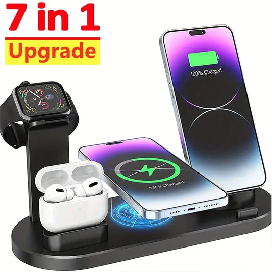 7 in 1 Wireless Charger Stand For iPhone, Smartwatch And Airpods