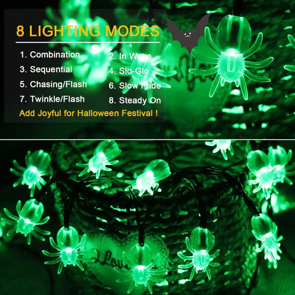 LED Green Spider String Light Outdoor Waterproof (8 Lighting Modes) - A Trust Market
