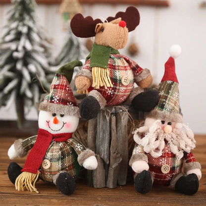 Santa, Snowman And Moose Dolls For Christmas Decoration