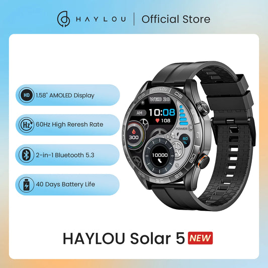HAYLOU Solar 5 Voice Calling Smartwatch 1.58". AMOLED Display With 24h Health Monitoring ⌚