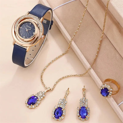 Wonderful Luxury Watch, Ring, Necklace And Earring Rhinestone Set For Wonderful Women (Salve 🚨)