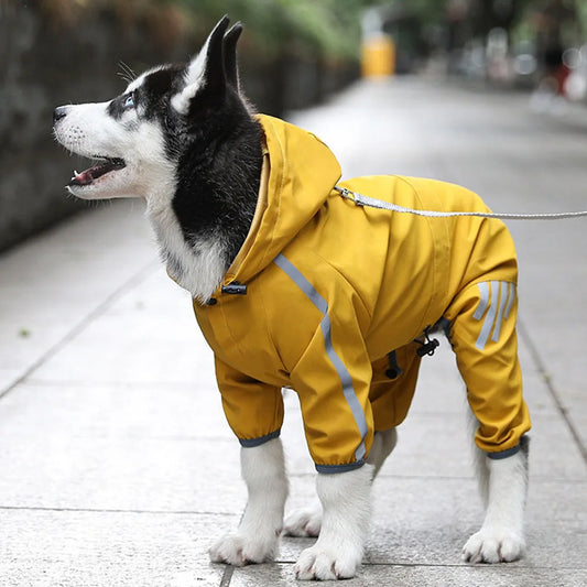 Dog Raincoat Waterproof Dog Rain Jacket with Hood Reflective Dog Rain Coat with Leash Hole Lightweight Waterproof Puppy Clothes - A Trust Market